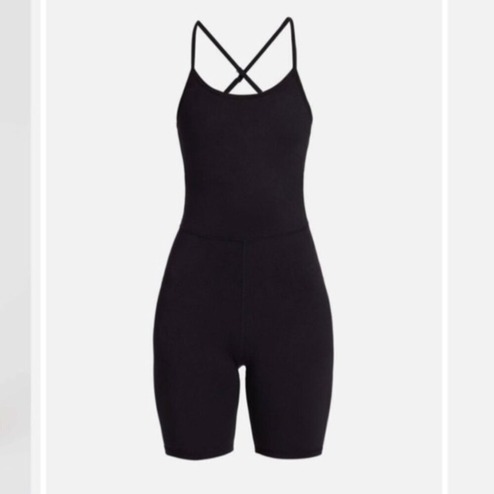 Terez TLC Short Bodysuit Romper in Jet Black Size Medium